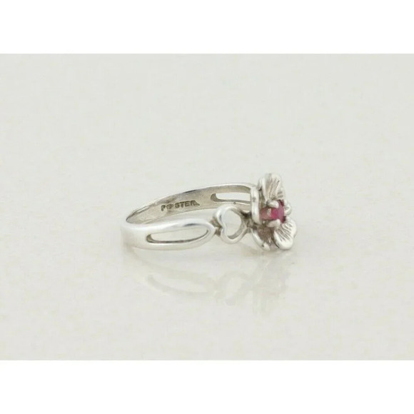 Sterling Silver Pink Topaz Flower Ring size 6 - Picture 7 of 8